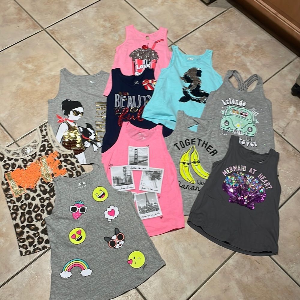 Bundle of 10 shirts Justice size 7 tank topsu